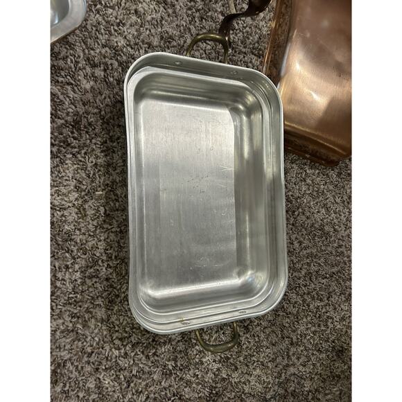 Vtg Chafing Dish Copper Full Pan Tray Rectangle Party Catering 9 X 13 Stainless - Picture 10 of 16